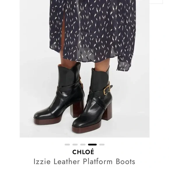 Chloe Izzie Leather Platform Boots - Picture 8 of 9